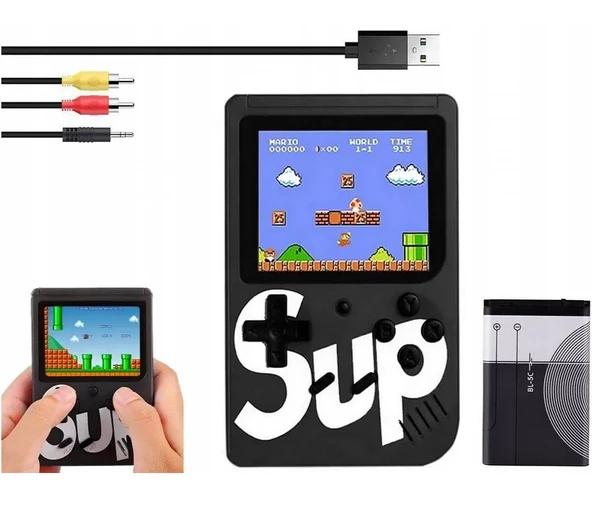 QASUL Video Oyun Konsolu 400 Oyunlu Mini Atari Gameboy Siyah - 5