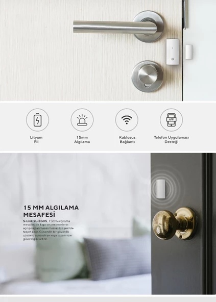 SL-EG05 Akıllı Kablosuz Kapı Pencere Dolap Sensörü Manyetik Wifili Sensör Tuya Destekli - Telefona Bildirim Gönderir - 4