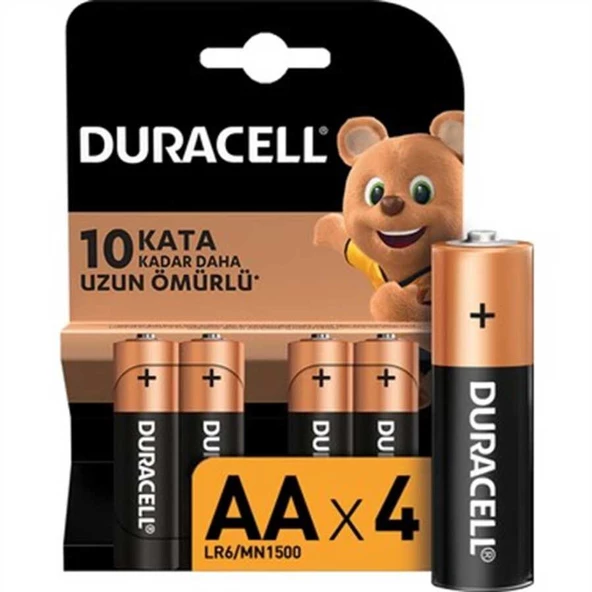 Duracell Alkalin AA Kalem Piller 4'lü paket