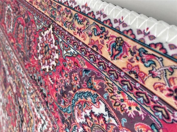 Bambu Halı Salon Halısı Post Pelüş Halı Klasik desenli Pembe Halı - 4