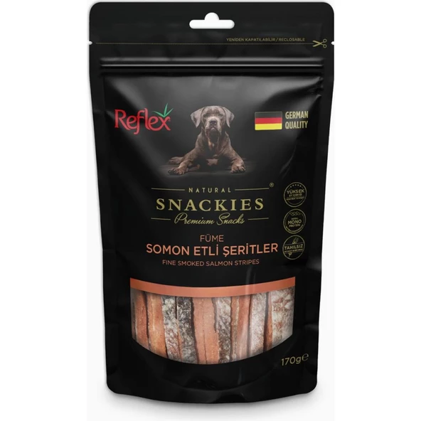 Reflex Snackies Füme Somon Etli Şerit Kurutulmuş Et Köpek Ödülü 170gr