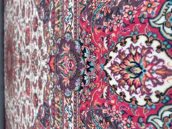 Bambu Halı Salon Halısı Post Pelüş Halı Klasik desenli Pembe Halı - 5