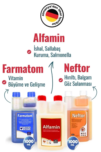 Munich Vet 3'lü 1 Litre Set Farmatom 1 Litre Alfamin 1 Litre - Neftor 1 Liftre