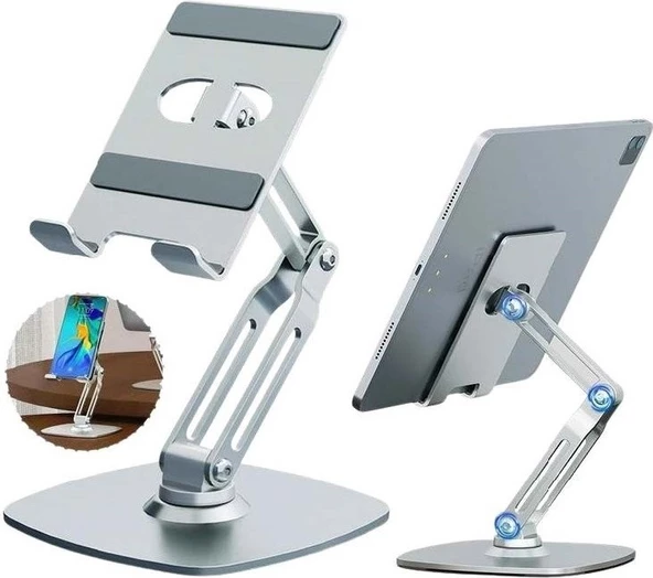 Tablet Standı 360 Derece Dönebilen Tablet Stand Katlanabilir Metal Tablet Tutucu Standı Tablet ve Te