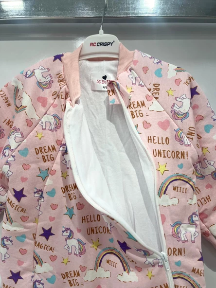 uğurböceğiçocuk Elyaflı Ve Fermuarlı Unicorn Desenli Kışlık Çocuk Uyku Tulumu Unisex - 10