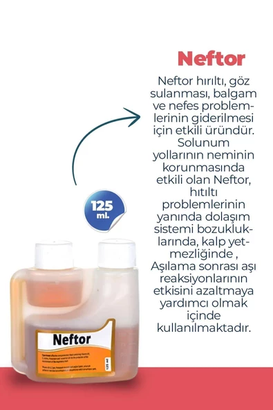 Munich Vet Kuşlar Için Neftor Hırıltı Ve Nefes Ürünü 125 Ml - 2