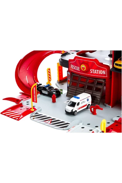 ZEY ZEYBİLİŞİM Creatix Büyük Oyun Seti Kurtarma Istasyonu +5 Model Araç - 2