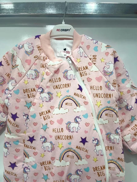 uğurböceğiçocuk Elyaflı Ve Fermuarlı Unicorn Desenli Kışlık Çocuk Uyku Tulumu Unisex - 2