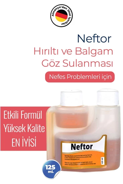 Munich Vet Kuşlar Için Neftor Hırıltı Ve Nefes Ürünü 125 Ml