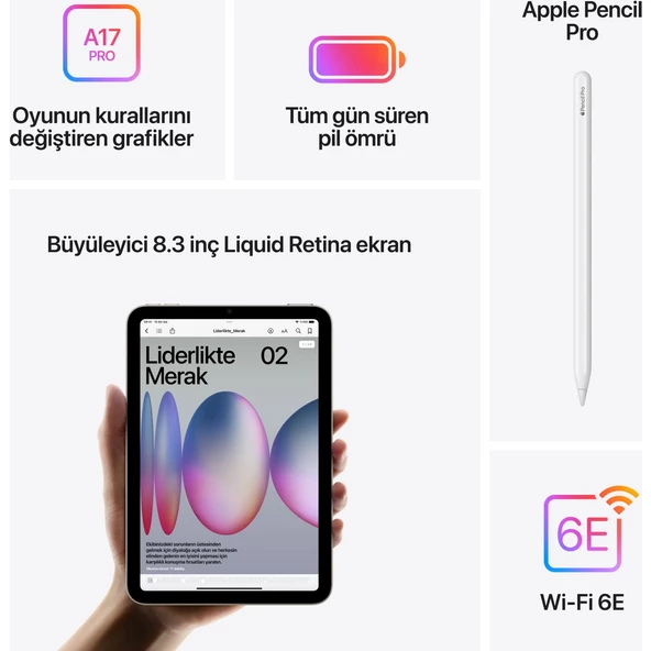 Apple İpad Mini 7. Nesil 128Gb 8.3" Wi-Fi Tablet Uzay Grisi Mxn63tu/A - 6