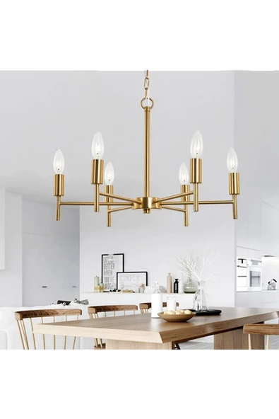 ZEYBİLİŞİM Vaneo 6 Lı Gold Modern Genç Odası Mutfak Salon Avize - 2