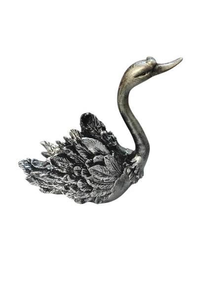 Elişi Kuğu Biblo Heykel Hediyelik Dekoratif Ürün Vitrin Masa Süsü Ev Hediyesi Gümüş - 3