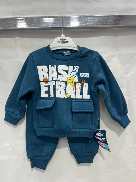 uğurböceğiçocuk 24711 Basketball Yazı Baskılı 2'li Erkek Bebek Takım - 9