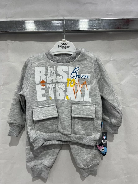 uğurböceğiçocuk 24711 Basketball Yazı Baskılı 2'li Erkek Bebek Takım - 2