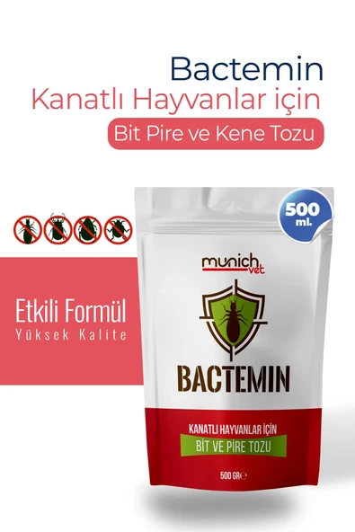 Munich Vet Bactemin Kuşlar Için Bit-pire Ve Kene Tozu 500 gr