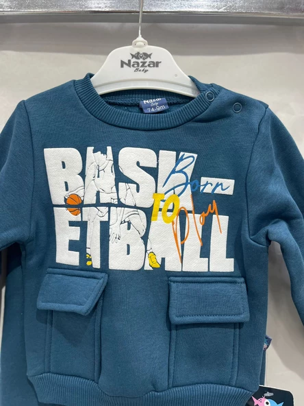 uğurböceğiçocuk 24711 Basketball Yazı Baskılı 2'li Erkek Bebek Takım - 12