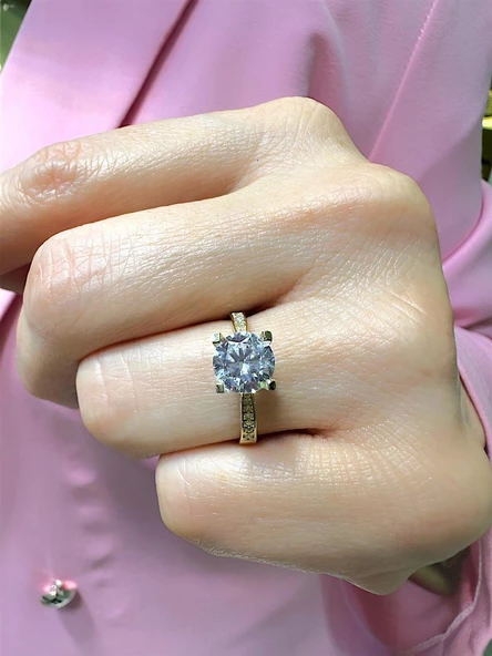 1.50 Carat Zirkon Tektaş 14 Ayar Altın Yüzük ürün görseli