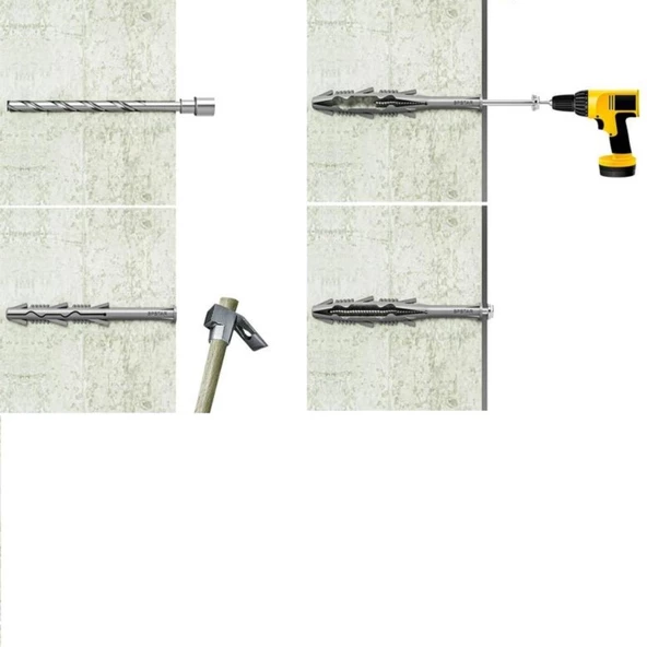 SP STAR 10x120 Ağır Yük Dubeli 100 Adet Vidasız Klima Dübeli - 4