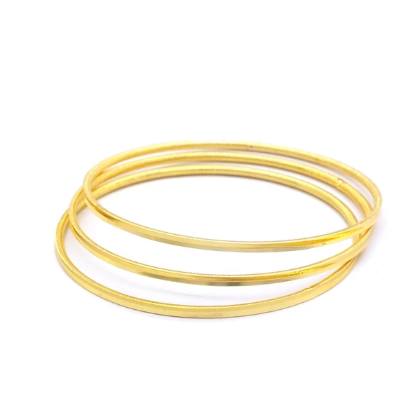 3 Adet 22 Ayar Altın Kaplama Çelik Kadın Ajda Bilezik - BSET-116 - 4