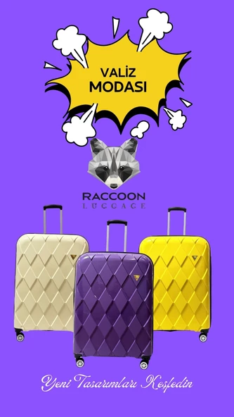 KIRILMAZ PP VALİZ  MOR RENK ORTA BOY RACCOON - 6