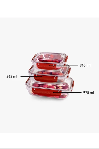 Master Dikdörtgen Saklama Seti 3'lü 310-565-975 Ml TOPTANBULURUM-30886