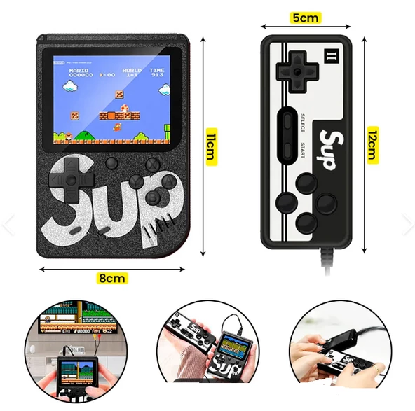 QASUL Büyük Ekran Sup Retro 400 Oyunlu Joystickli Oyun Konsolu Joystick+Tv Bağlantı Kablosu - 3