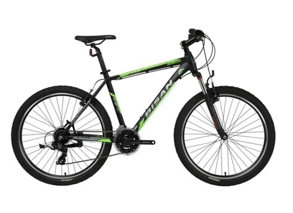 BİSAN MTX 7050 ERKEK DAĞ BİSİKLETİ 43CM V 26 JANT 21 VİTES MAT SİYAH YEŞİL