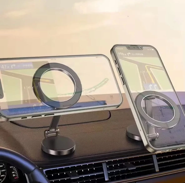 Katlanır Manyetik Araba İçi MagSafe Kompakt Cep Telefonu Tutucu 360 ° Dönebilen - 5