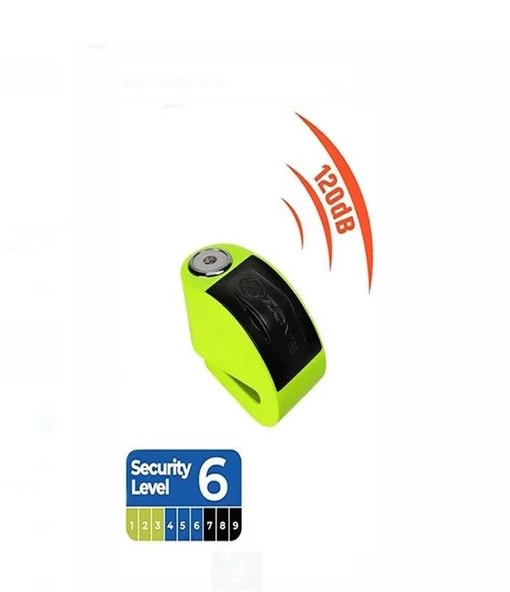 MTS ZOVII 120 DB ALARMLI 6MM PİM MOTOSİKLET YEŞİL DİSK KİLİT - 4