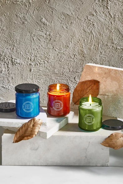 Selka Home - Rainbow 3'lü Renkli Cam Tasarım Kokulu Candle Mum - 7