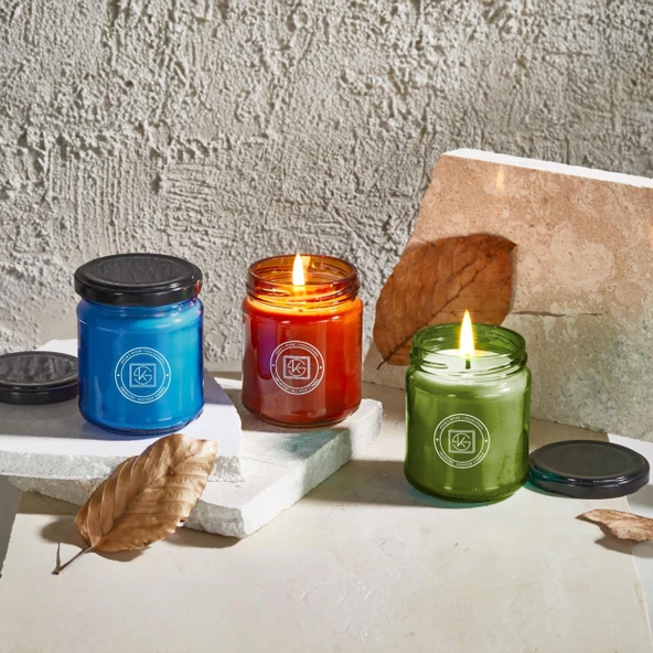 Selka Home - Rainbow 3'lü Renkli Cam Tasarım Kokulu Candle Mum - 5