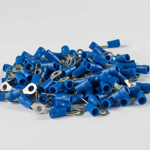 Stronger 100 Adet Yuvarlak 1.5 - 2.5 mm2 M4 Mavi İzoleli Kablo Pabuç - 2