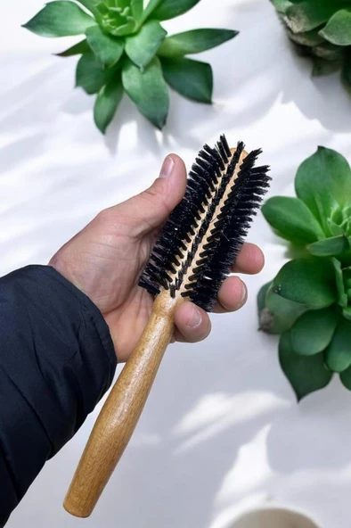 AHŞAP SAÇ AÇMA FIRÇASI FÖN TARAK HEDİYELİK PROFESYONEL YANMAZ LİVA350 - 5