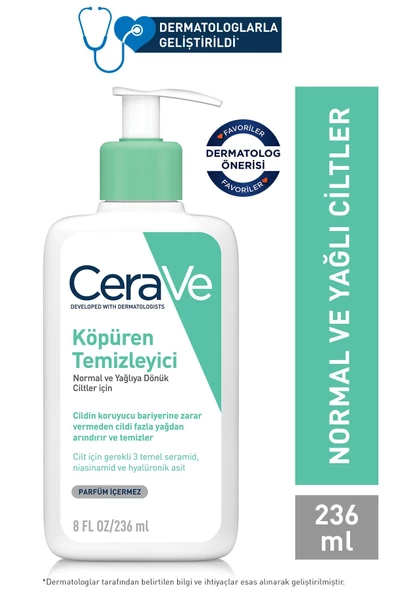 CeraVe Köpüren Temizleyici Seramid Içerikli Normal & Yağlı Ciltler Yüz Vücut 236 ml