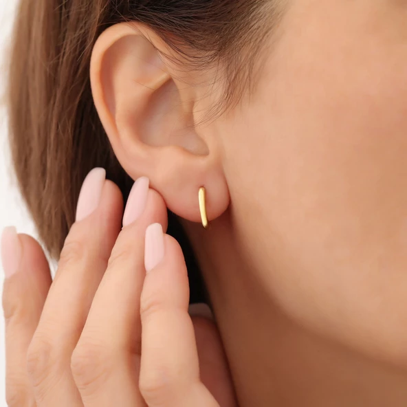 925 Ayar Gümüş  Minimal Halka Küpe Çap:10 mm - E00259