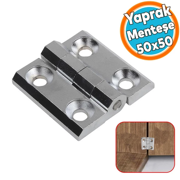 Mobilya Dolap Kapak Hobi Menteşesi Metal Krom 5 cm X 5 cm Kare Yaprak Menteşe 1 Adet