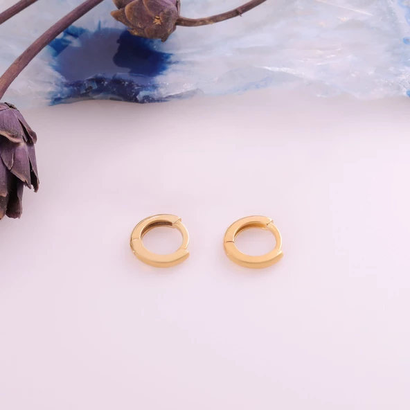 925 Ayar Gümüş  Minimal Halka Küpe Çap:10 mm - E00259 - 2