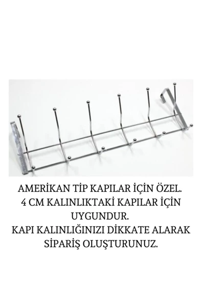 NERGIZ Kapı Arkası Elbise Askısı Krom Metal(12 Adet Elbise Asma Yeri) - 2