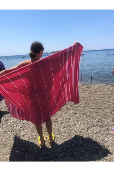 Askıcı Pembe Peştemal Banyo Ve Plaj Havlusu , %100 Pamuk , Xxl 100x180cm - 2