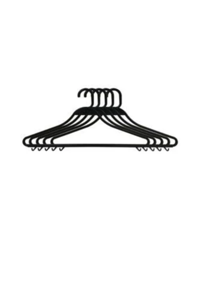 GoringoTicaret 12 Adet Siyah Plastik Kırılmaz Bükülmez Elbise Pantolon Tsört Askısı - Resim 2
