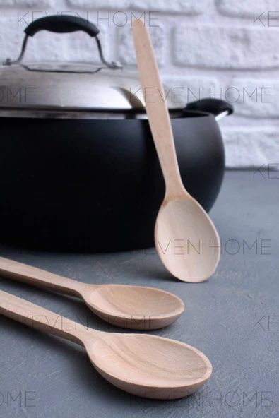 Askıcı 29 cm Uzun Tahta Kaşık Yemek Kaşığı - 4