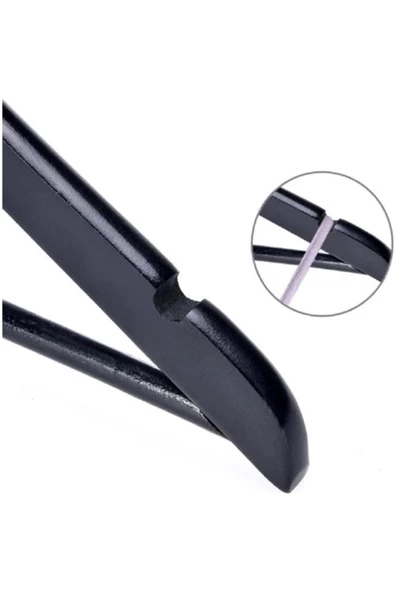 Askıcı Ahşap Kaliteli Pürüzsüz Elbise Askısı Siyah Renk Prüzsüz 12 Adet - Resim 2