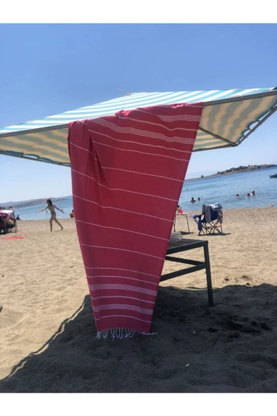 Askıcı Pembe Peştemal Banyo Ve Plaj Havlusu , %100 Pamuk , Xxl 100x180cm - 4