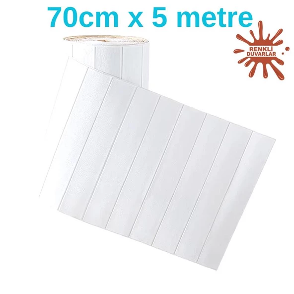 Renkli Duvarlar 3D Lambiri Tahta Model 70x500cm Kendinden Yapışkanlı Duvar Kağıdı Esnek Köpük Panel NW43 70X500CM