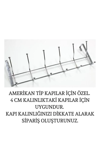 UygunHomes Amerikan Kapı Arkası Askılığı 12 Kancalı Paslanmaz Krom Pratik Askılık - 2