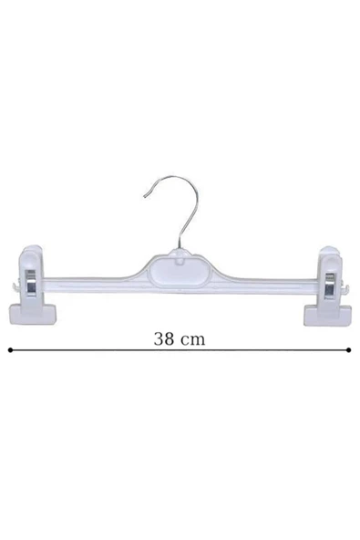 Askıcı Beyaz Mandallı Pantolon Etek Şort Giyim Askısı 10 Adet 38 Cm - 3