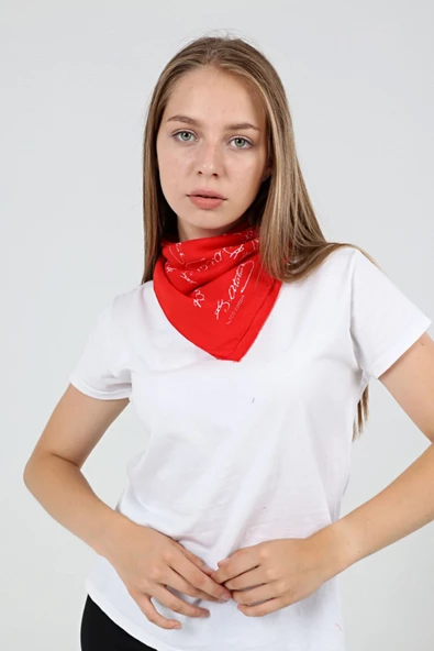 Askıcı Atatürk Imzalı Kare Bandana Fular- %100 Cotton Kırmızı - 4
