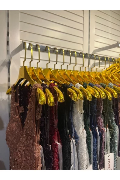 Askıcı Gold Kaplama Askı 10 Adet Abiye Tişört Showroom Askısı - 3