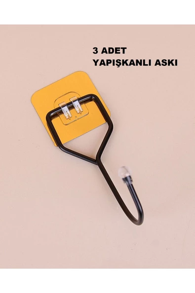 Askıcı Tekli Yapışkan Askı 3 Adet Banyo Mutfak