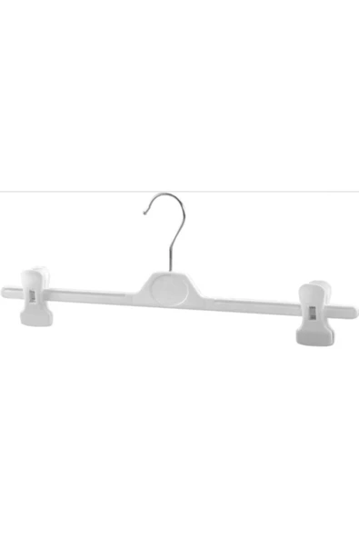 Askıcı Mandallı Askı Beyaz 20 Adet Çocuk Askısı Pantolon Ve Etek Askısı Bebek 28 Cm - 2